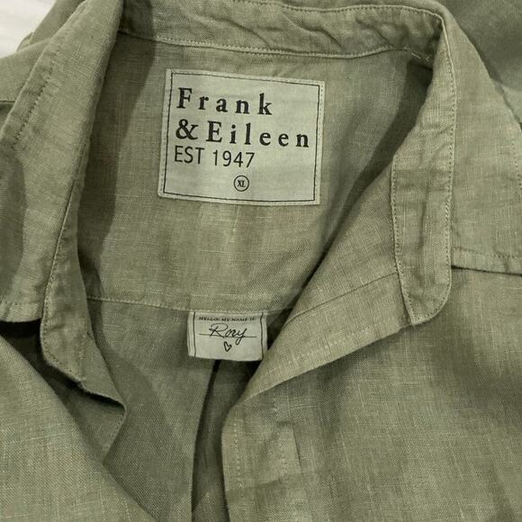 Frank & Eileen Rory Shirtdress Maxi Dress In Olive Size XL Washed Linen Made USA - Picture 12 of 16